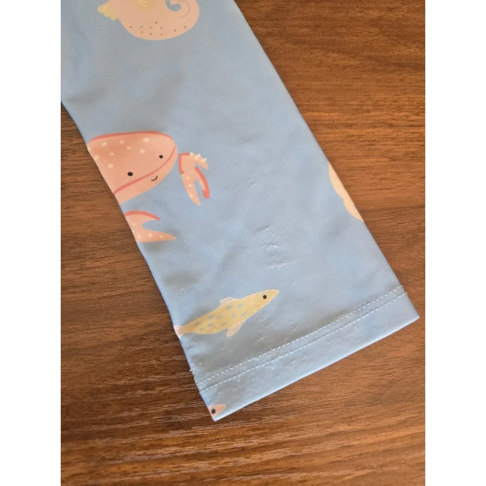 HM Kids Light‎ Blue Sea Creature Print Long Sleeve One Piece Swimsuit 18M 2T